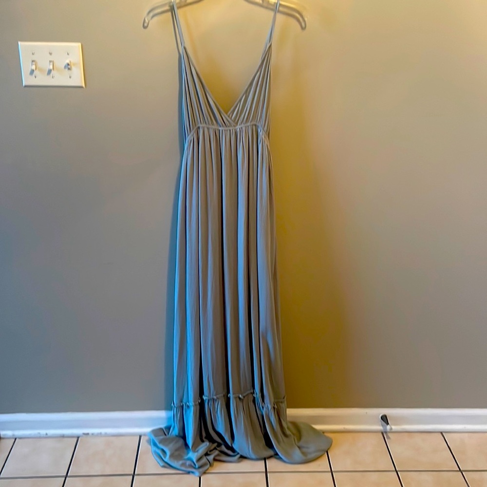 Pink Lily Blue Maxi Dress with Plunge Neckline